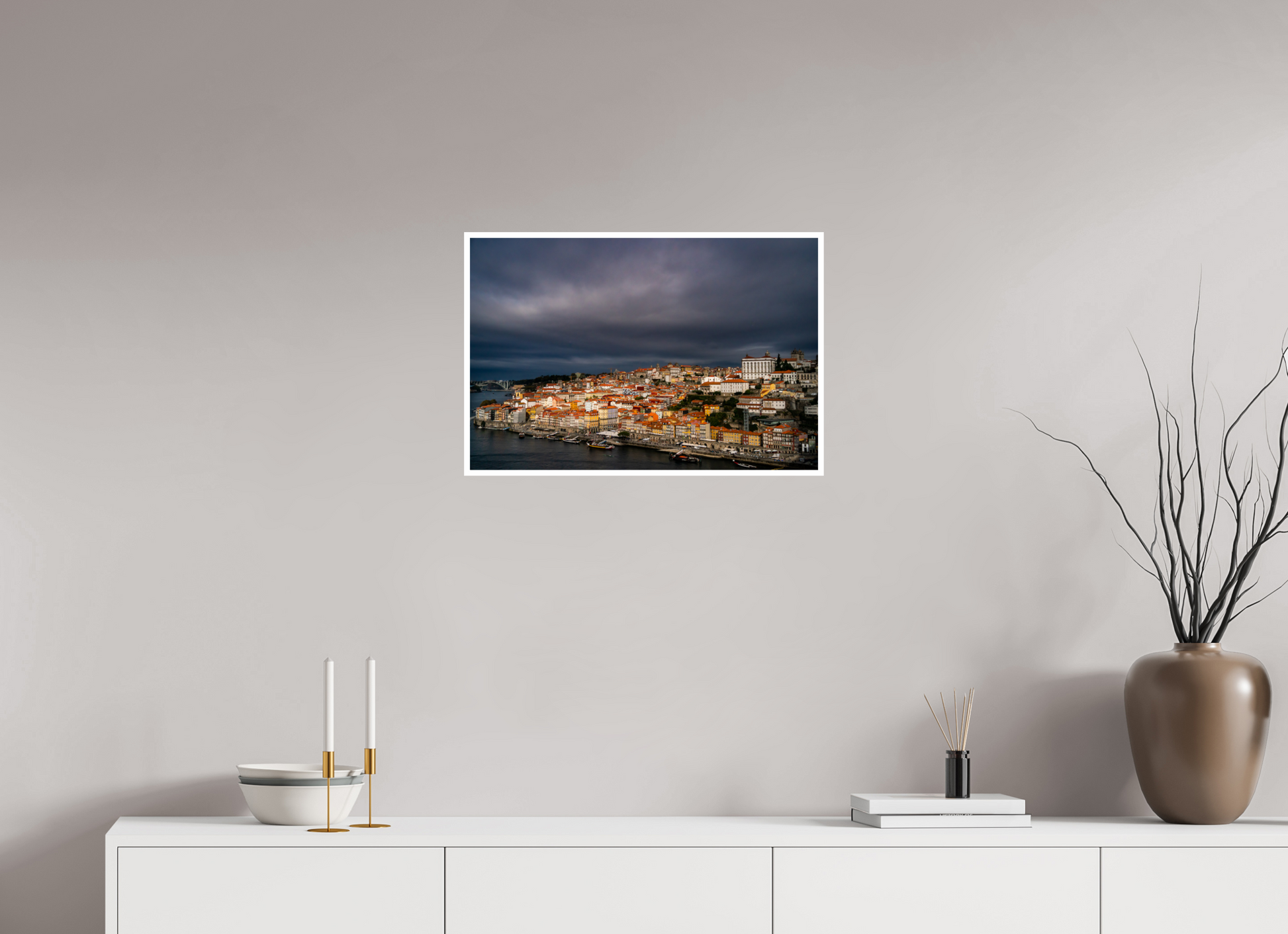 60 x 40 cm, Fine Art Color 1cm bord Porto under the stormlight
