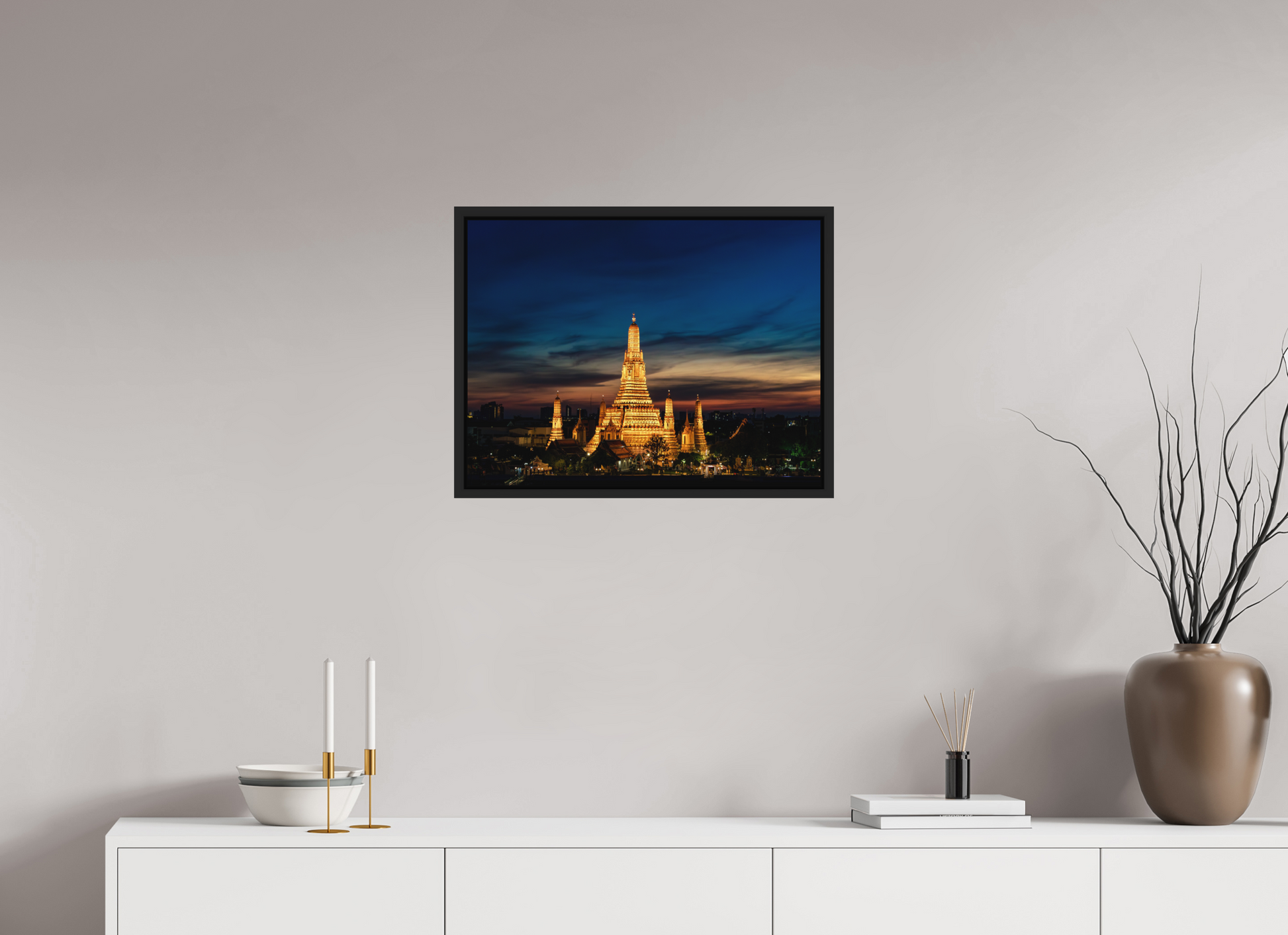 60 x 45 cm, FineArt Color Print on Aluminium Backing Wooden Floater Frame (Black) Temple of time