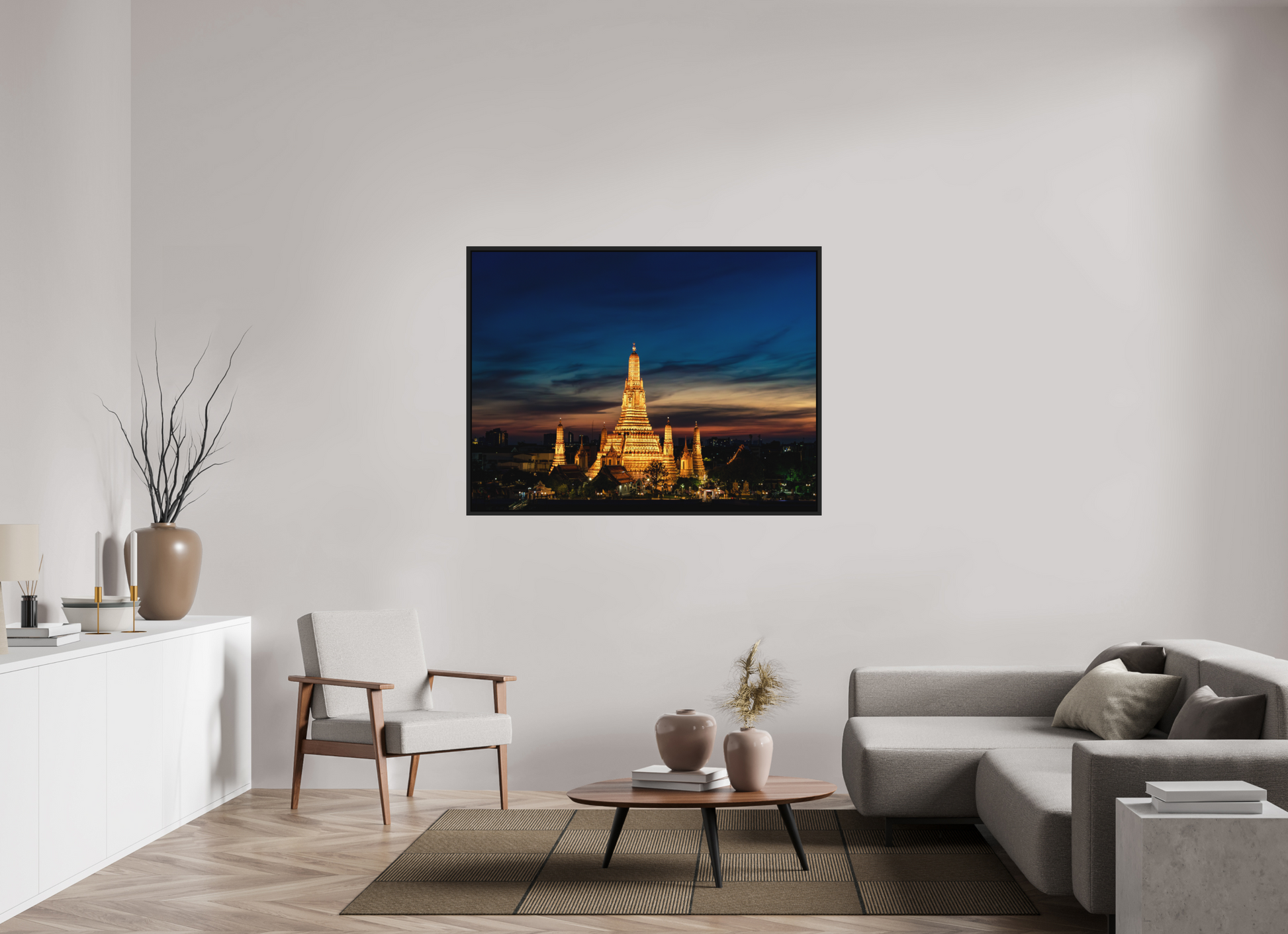 140 x 105 cm, FineArt Color Print on Aluminium Backing Wooden Floater Frame (Black) Temple of time