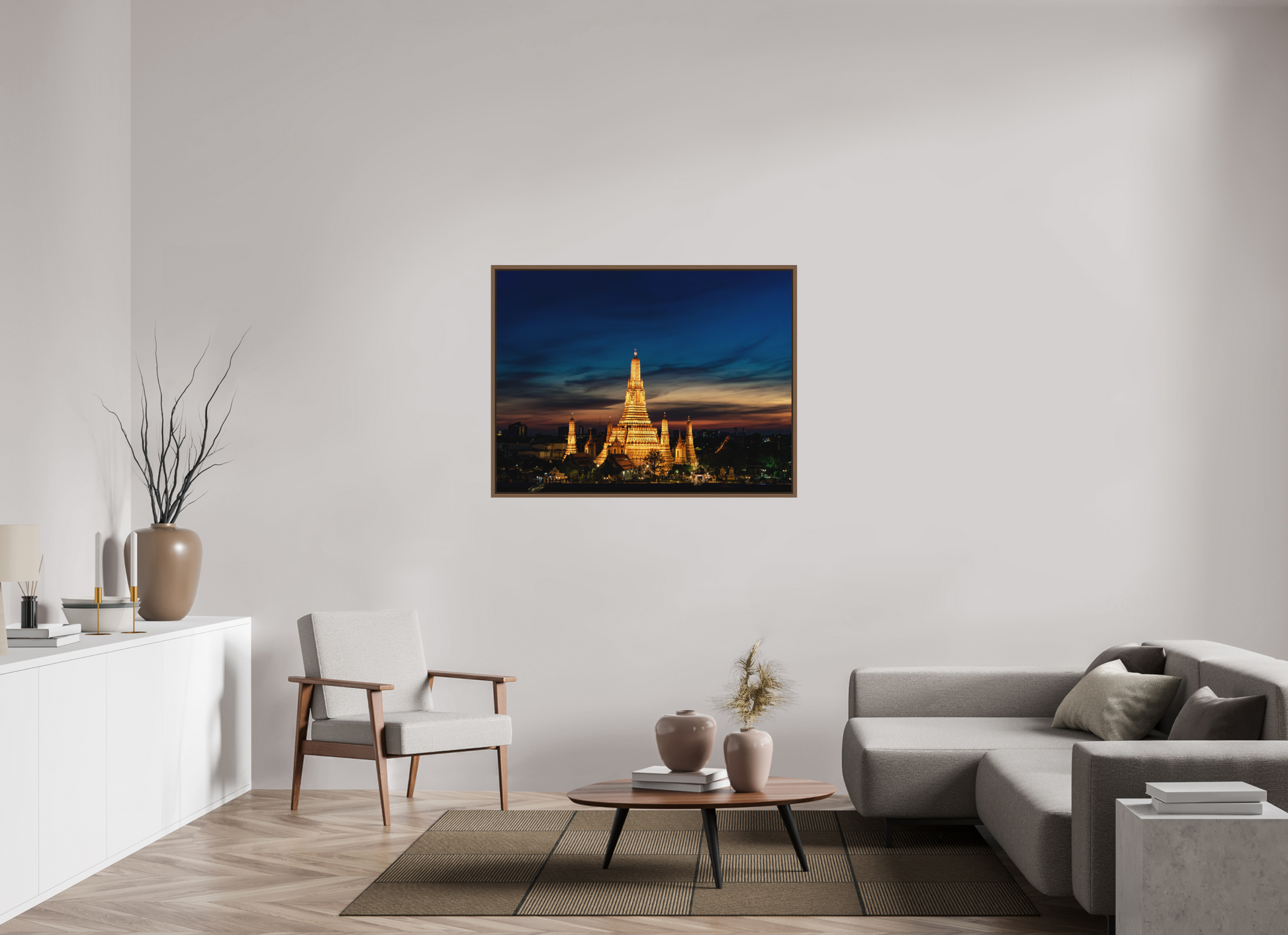 120 x 90 cm, FineArt Color Print on Aluminium Backing Wooden Floater Frame (Walnut) Temple of time