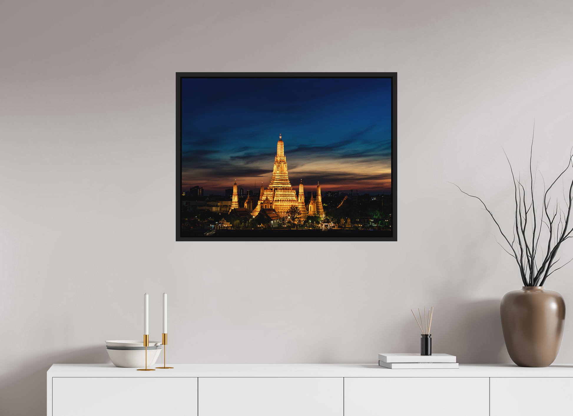 80 x 60 cm, FineArt Color Print on Aluminium Backing Wooden Floater Frame (Black) Temple of time