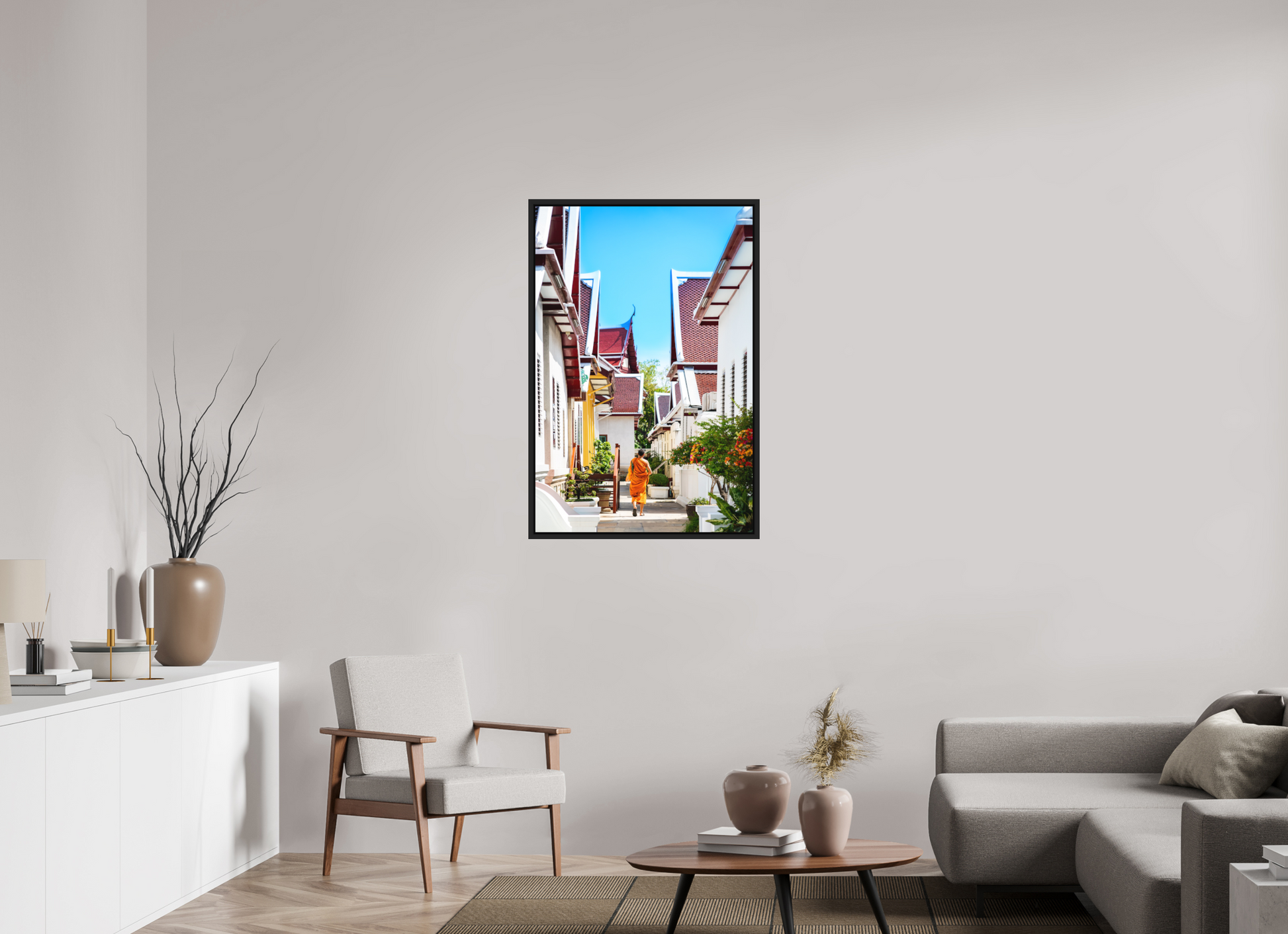 70 x 105 cm, FineArt Color Print on Aluminium Backing Wooden Floater Frame (Black) Path of stillness