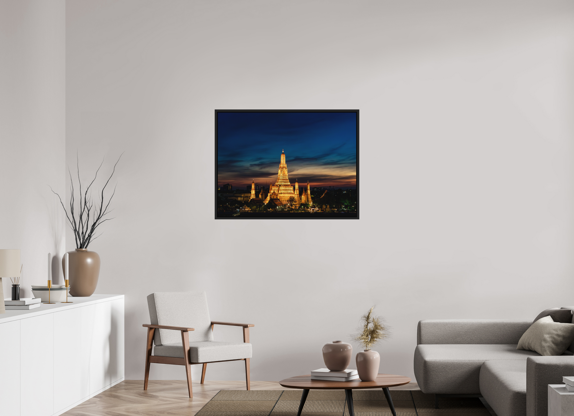 100 x 75 cm, FineArt Color Print on Aluminium Backing Wooden Floater Frame (Black) Temple of time