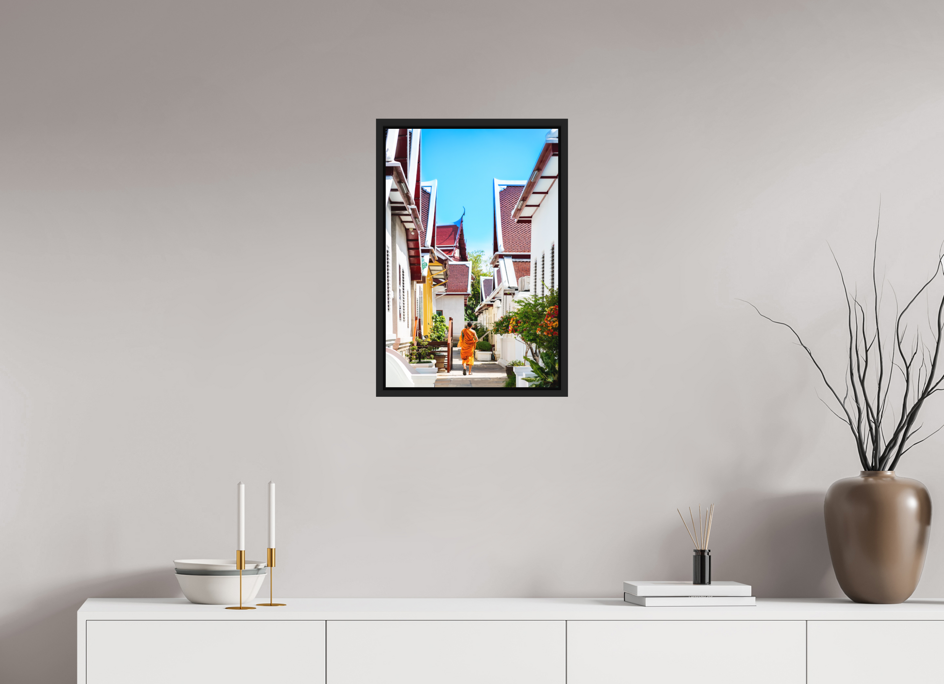 40 x 60 cm, FineArt Color Print on Aluminium Backing Wooden Floater Frame (Black) Path of stillness