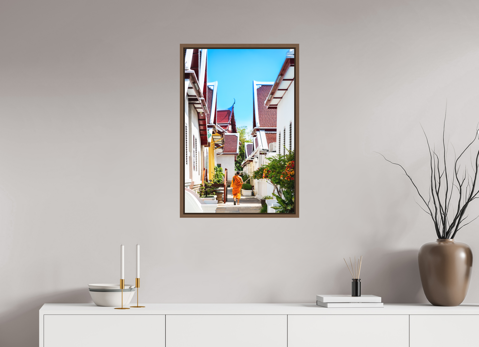 50 x 75 cm, FineArt Color Print on Aluminium Backing Wooden Floater Frame (Walnut) Path of stillness