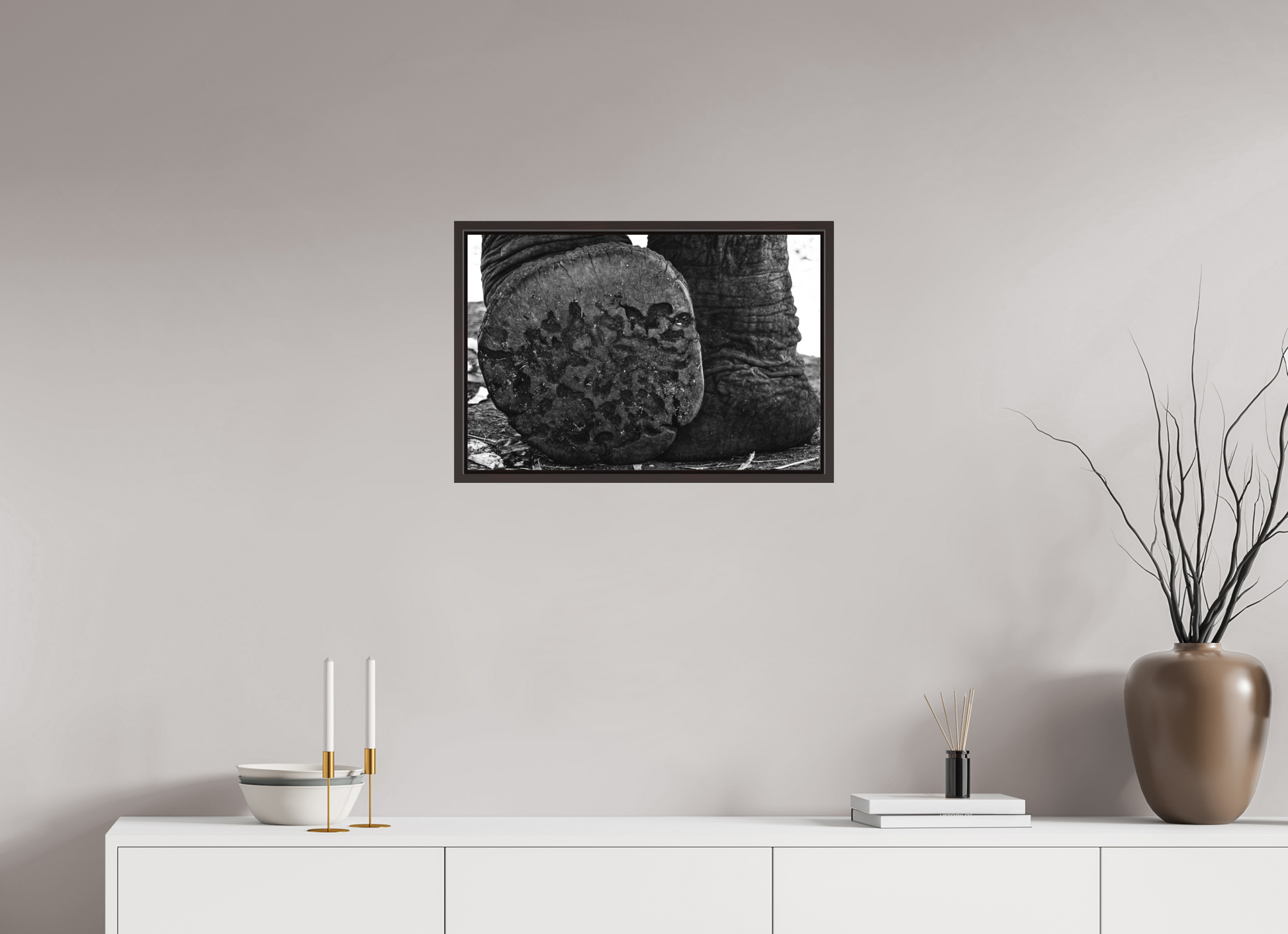 60 x 40 cm, FineArt  B&W Print on Aluminium Backing Wooden Floater Frame (Aulne) Imprint of time