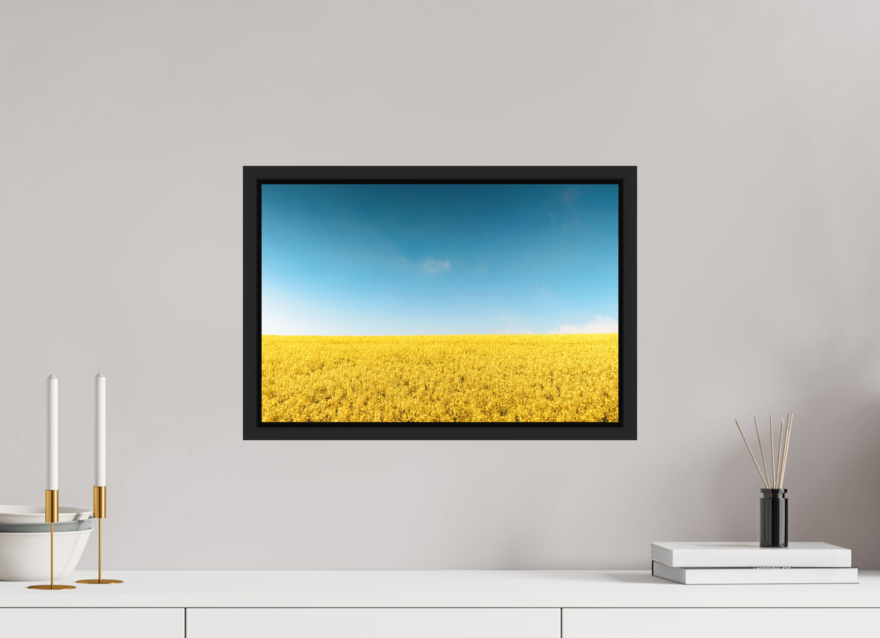 45 x 30 cm, FineArt Color Print on Aluminium Backing Wooden Floater Frame (Black) Golden silence