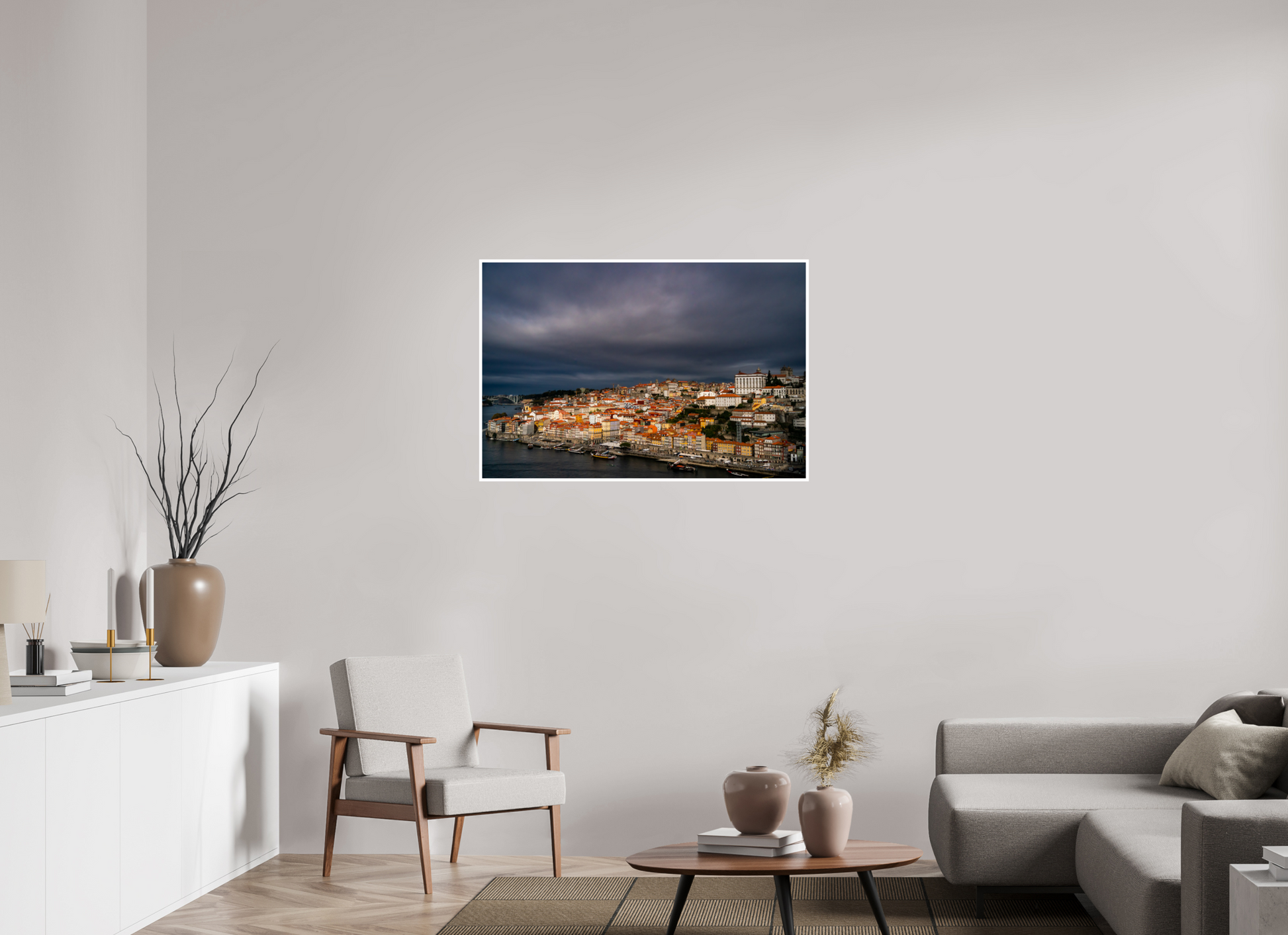 105 x 70 cm, Fine Art Color 1cm bord Porto under the stormlight