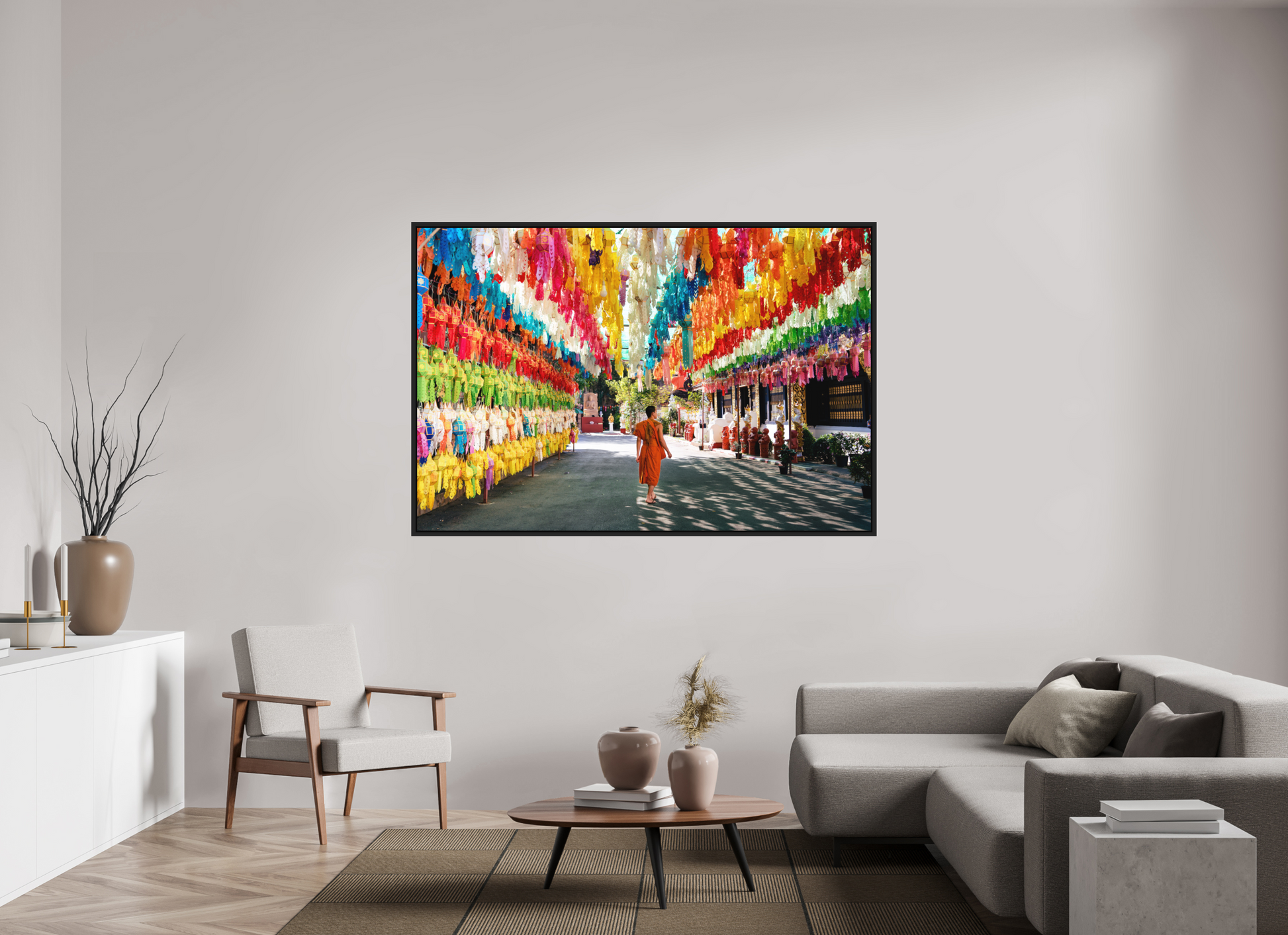 180 x 120 cm, FineArt Color Print on Aluminium Backing Wooden Floater Frame (Black) The color of silence