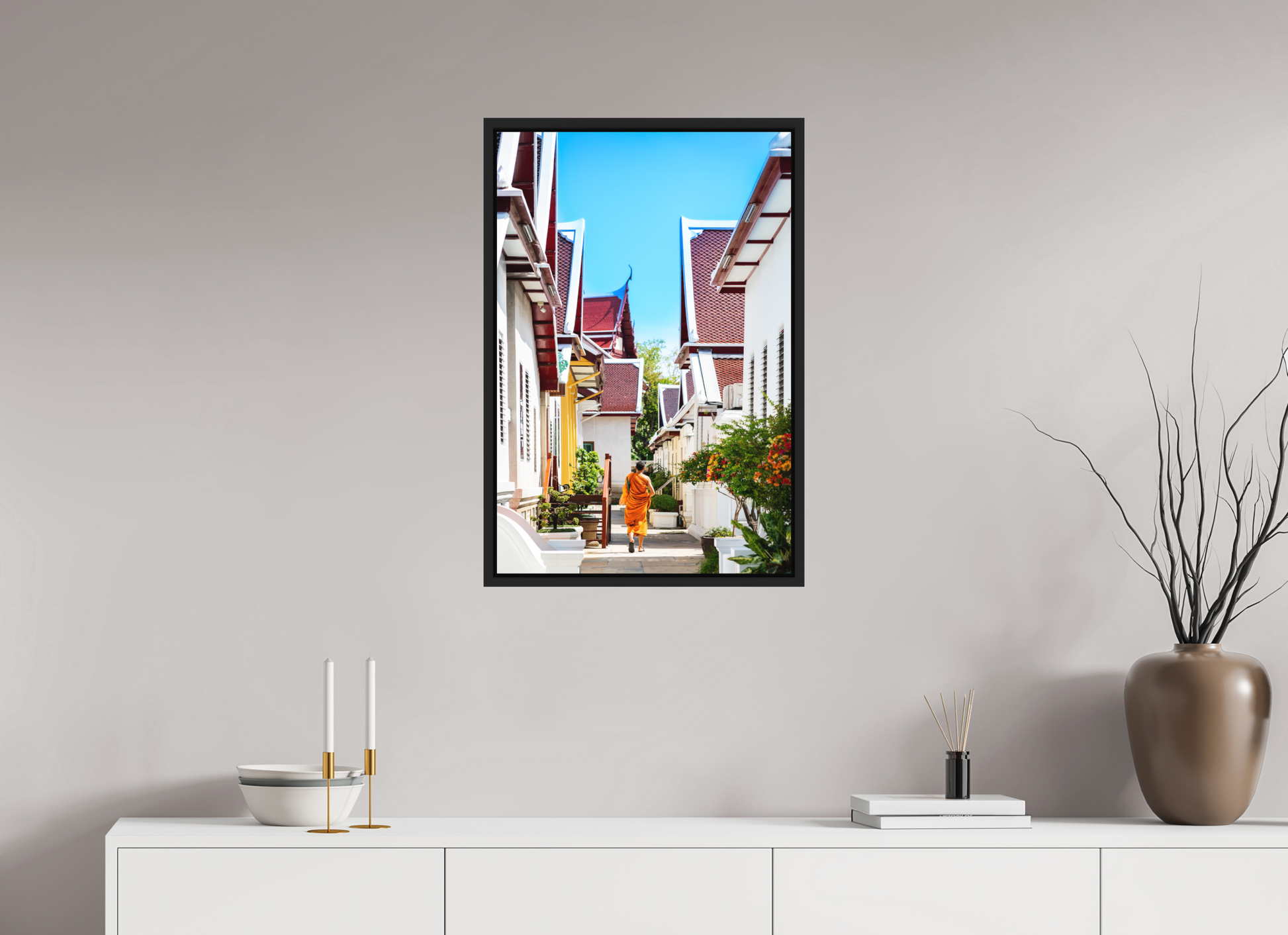 50 x 75 cm, FineArt Color Print on Aluminium Backing Wooden Floater Frame (Black) Path of stillness