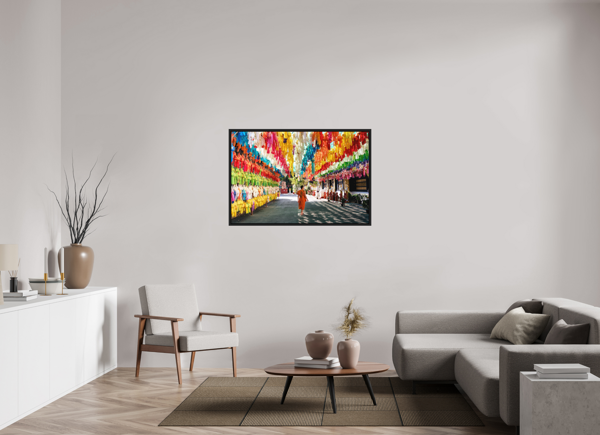 120 x 80 cm, FineArt Color Print on Aluminium Backing Wooden Floater Frame (Black) The color of silence