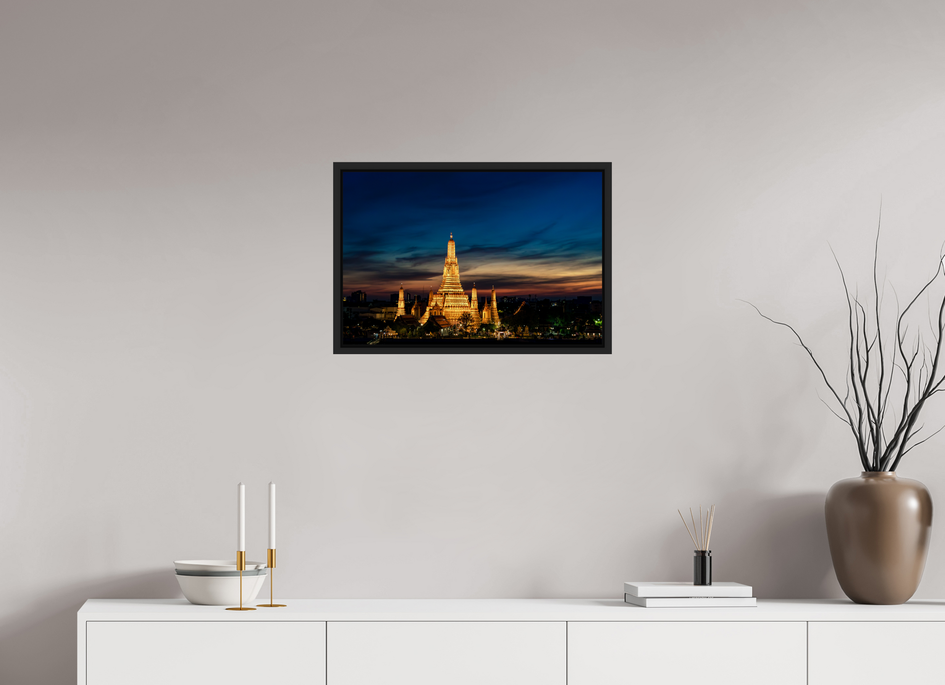 60 x 40 cm, FineArt Print under Acrylic Glass Wooden Floater Frame (Black) Temple of time
