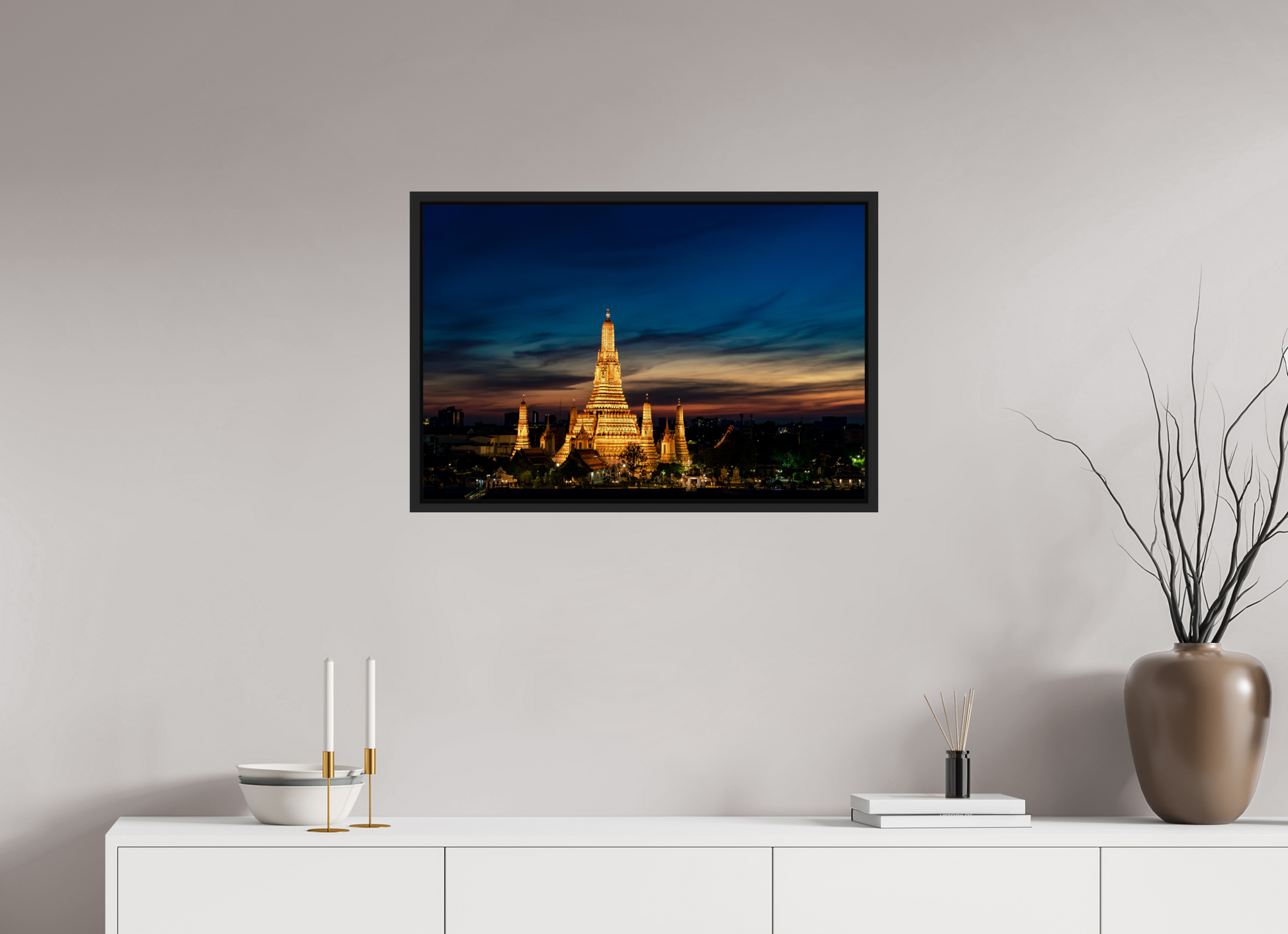 75 x 50 cm, FineArt Print under Acrylic Glass Wooden Floater Frame (Black) Temple of time