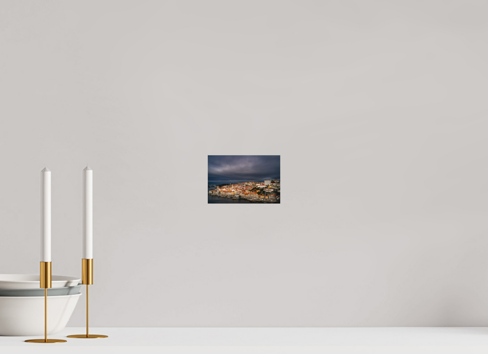 15 x 10 cm, FineArt Color Print on Aluminium Backing Unframed Porto under the stormlight