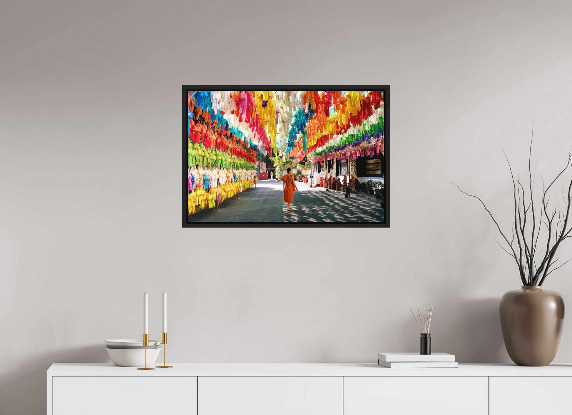 75 x 50 cm, FineArt Color Print on Aluminium Backing Wooden Floater Frame (Black) The color of silence