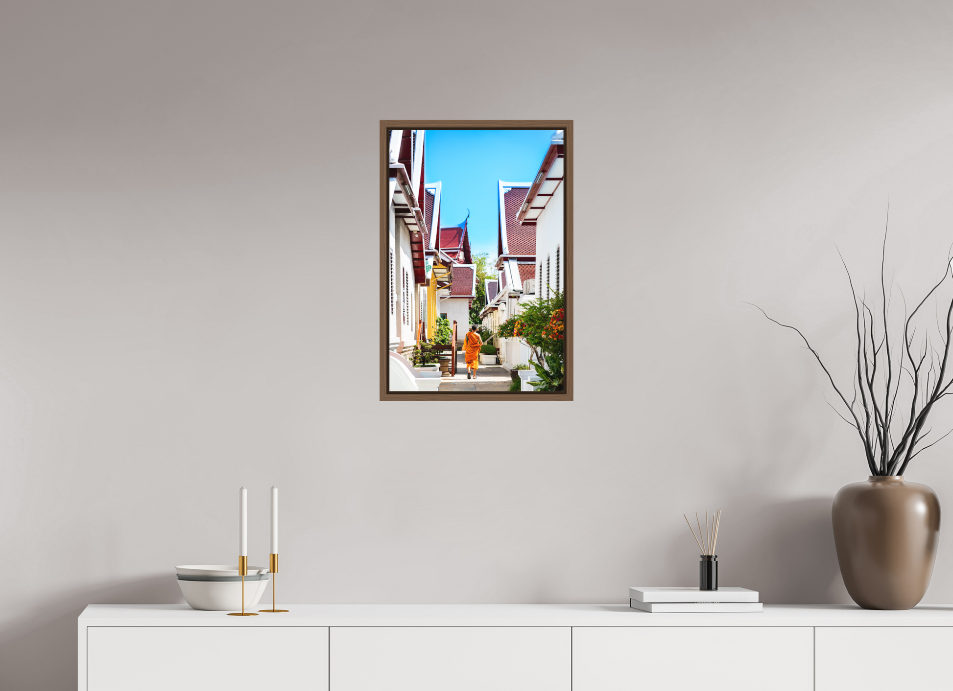 40 x 60 cm, FineArt Color Print on Aluminium Backing Wooden Floater Frame (Walnut) Path of stillness