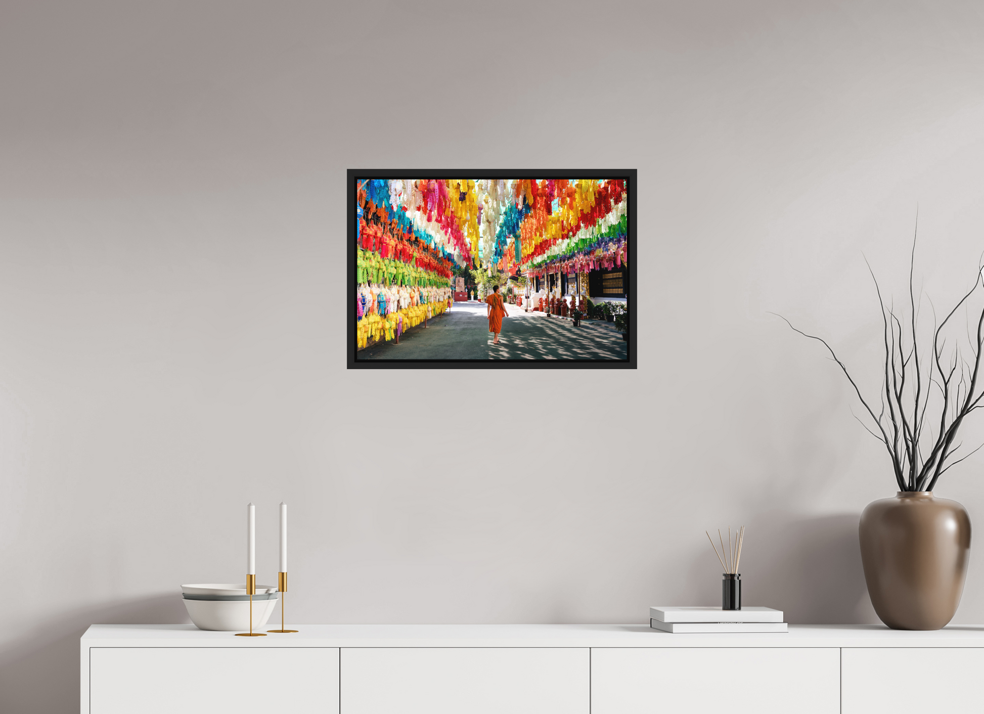 60 x 40 cm, FineArt Color Print on Aluminium Backing Wooden Floater Frame (Black) The color of silence