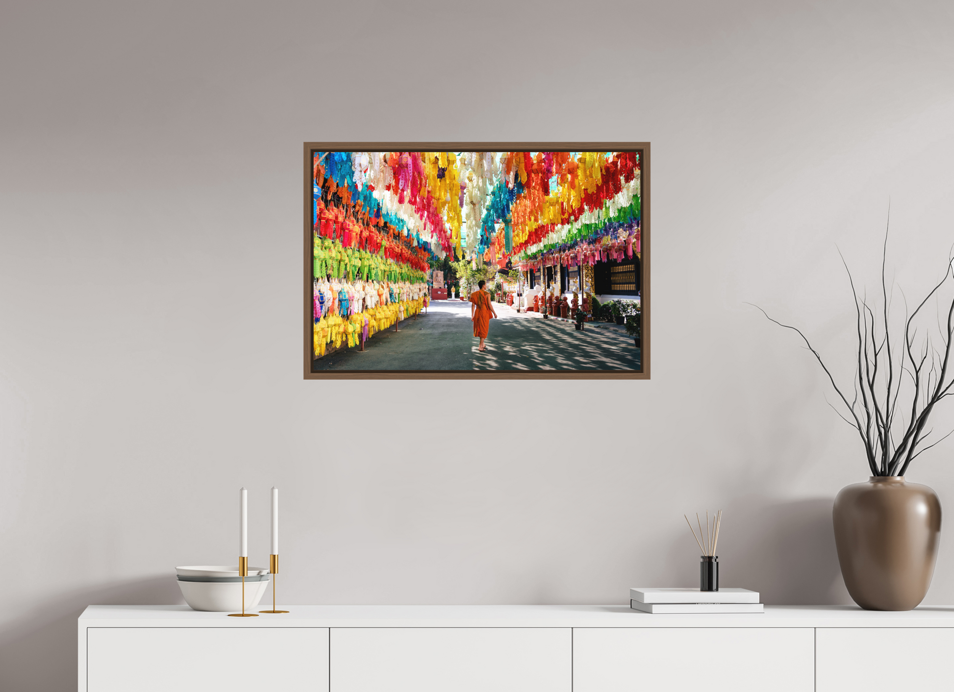 75 x 50 cm, FineArt Color Print on Aluminium Backing Wooden Floater Frame (Walnut) The color of silence