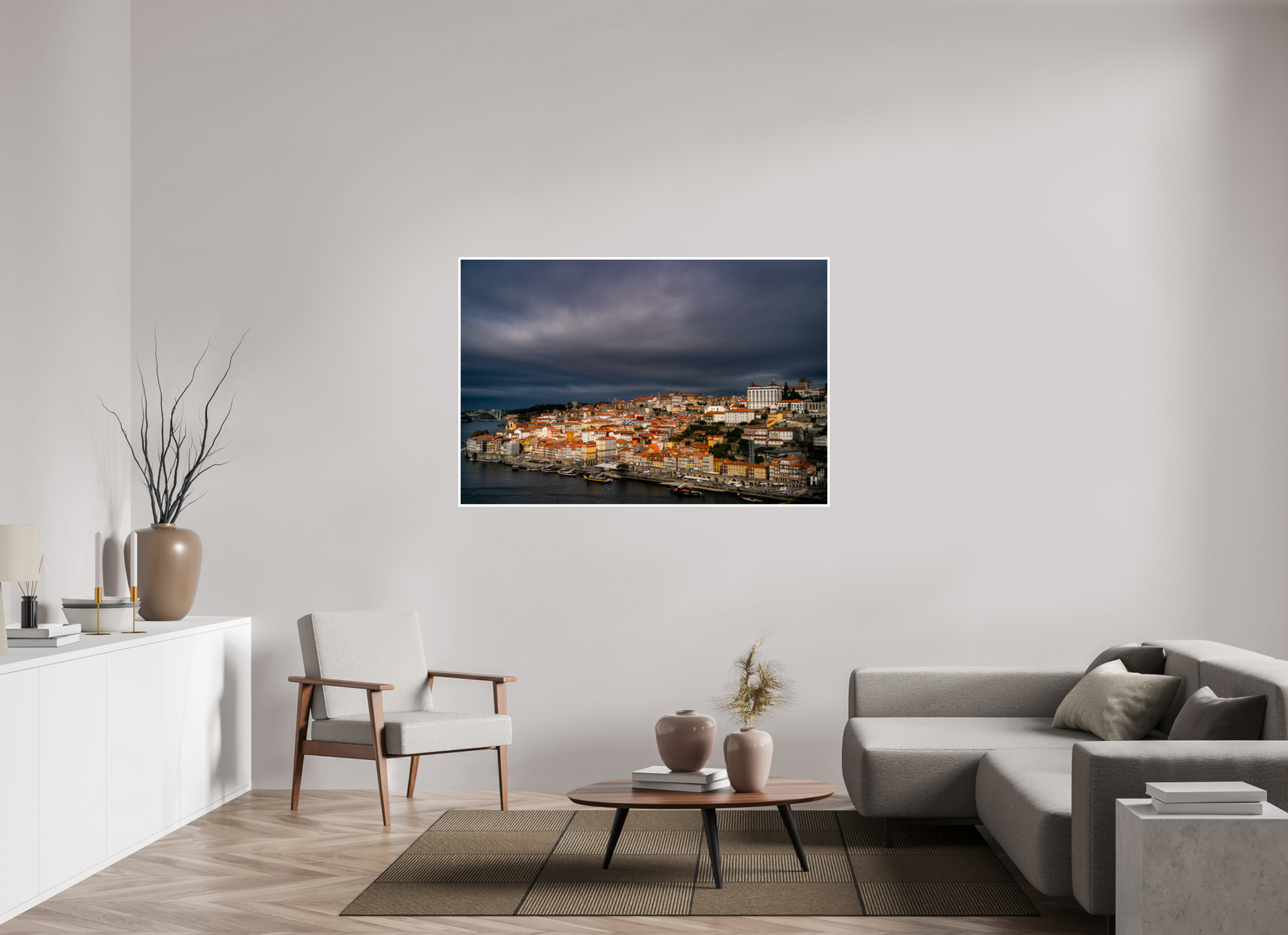 150 x 100 cm, Fine Art Color 1cm bord Porto under the stormlight